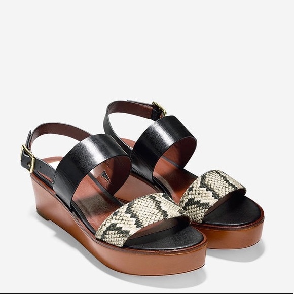 Cole Haan Shoes - Cole Haan cambon leather snake platform wedge NEW